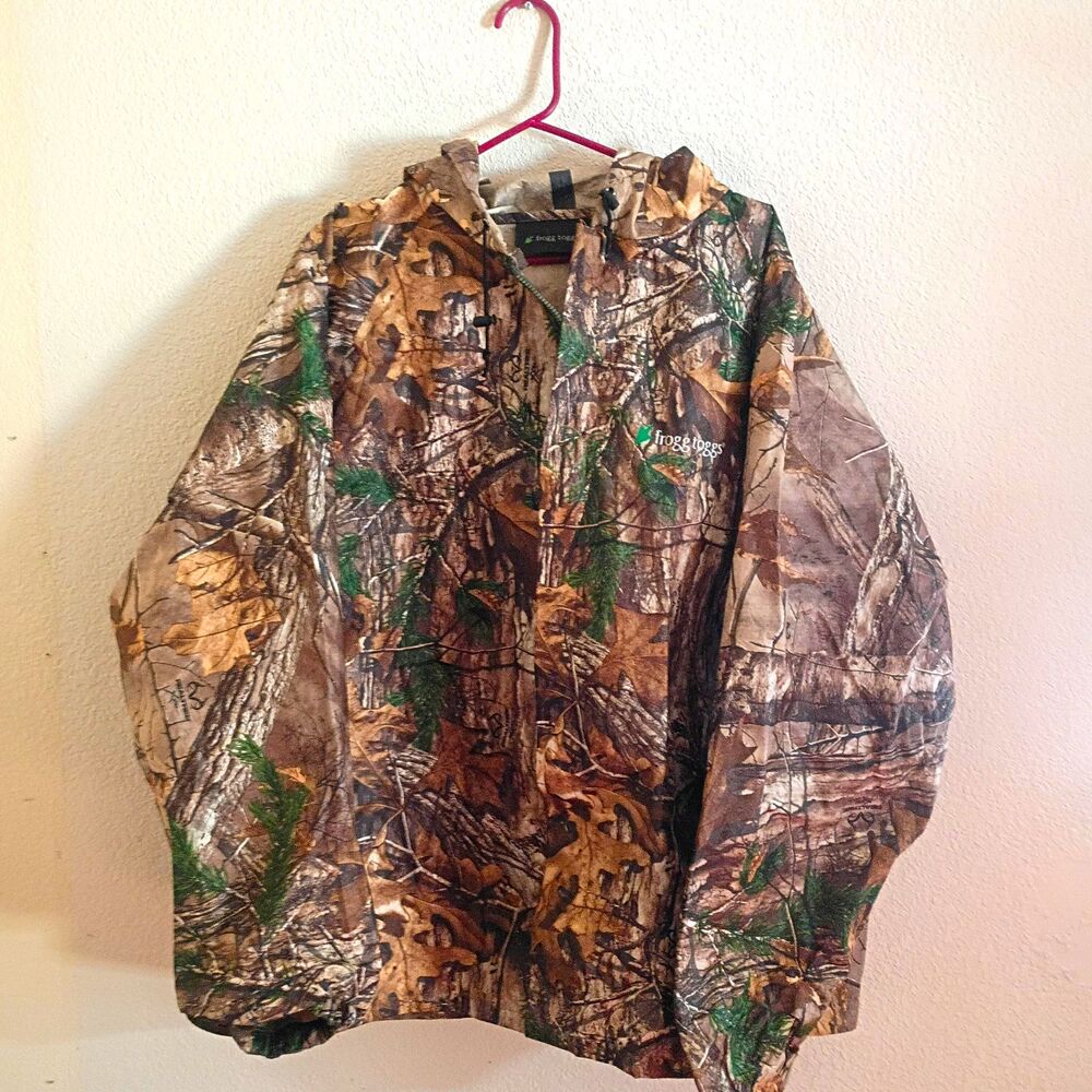 Frogg Toggs Realtree Camo Hooded Hunting Jacket Brown/Green/Beige Size XL l